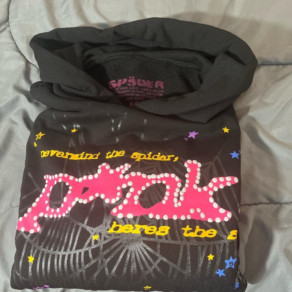 Sp5der pink hoodie black